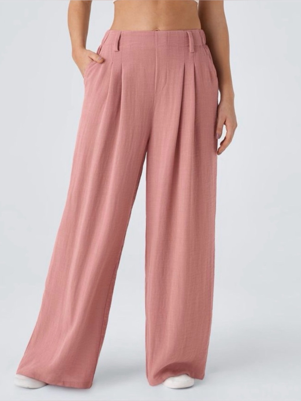 Halara Dusty Rose Wide Leg Pull-On Pants | Size Large | 28” Inseam